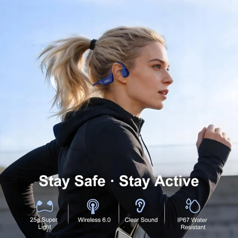 Ifecco słuchawki kostne Bluetooth 6.0 IP67 do sportu