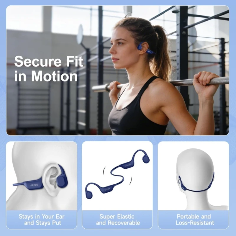 Ifecco słuchawki kostne Bluetooth 6.0 IP67 do sportu