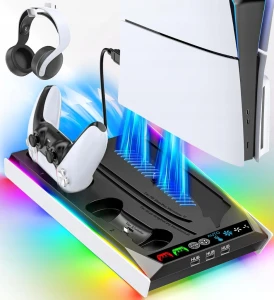 Rysker stojak PS5 Pro/Slim stacja chłodząca i ładowarka padów
