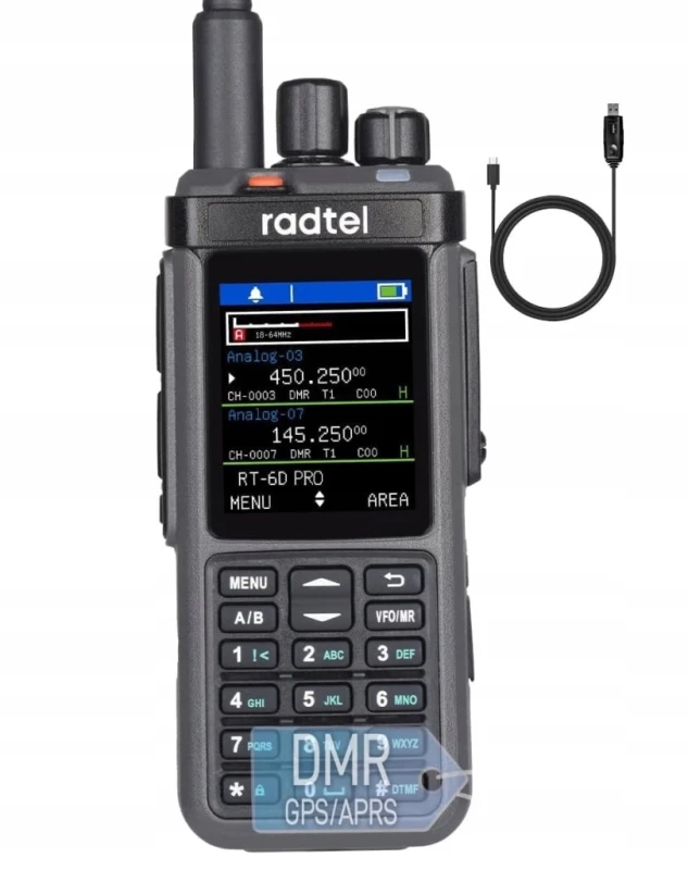 Radtel RT-6D Pro DMR GPS APRS 1024 kanały USB-C