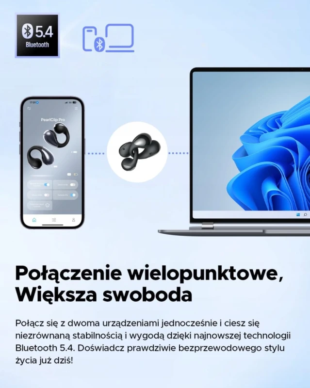 Soundpeats PearlClip Pro słuchawki open-ear LDAC Bluetooth 6.0