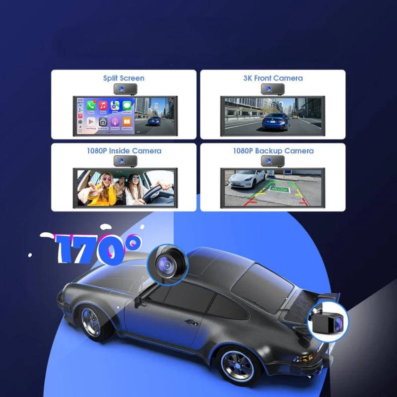 Avylet 10,26" CarPlay Android Auto 60 FPS 3 kamery 3K/1080p