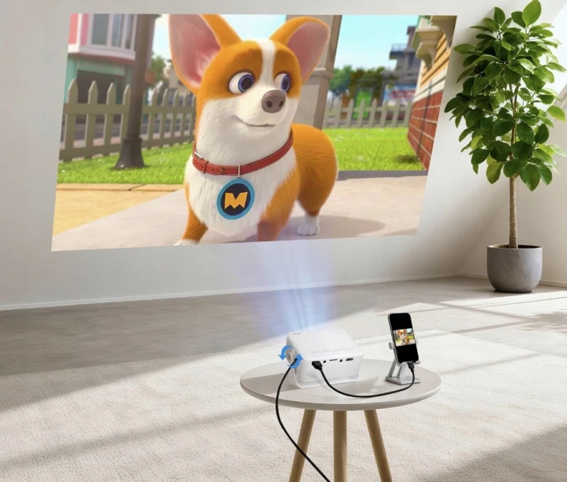 AKIYO O1 mini projektor 720p obsługa 1080p statyw 360° 8000 lm