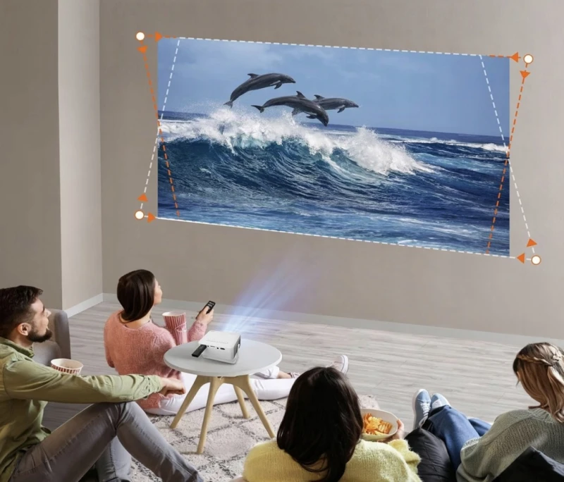 AKIYO O1 mini projektor 720p obsługa 1080p statyw 360° 8000 lm