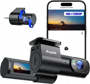 Avylet Dash Cam 4K + 1080p Wi-Fi WDR podwójna kamera samochodowa