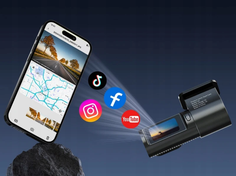 Avylet Dash Cam 4K + 1080p Wi-Fi WDR podwójna kamera samochodowa