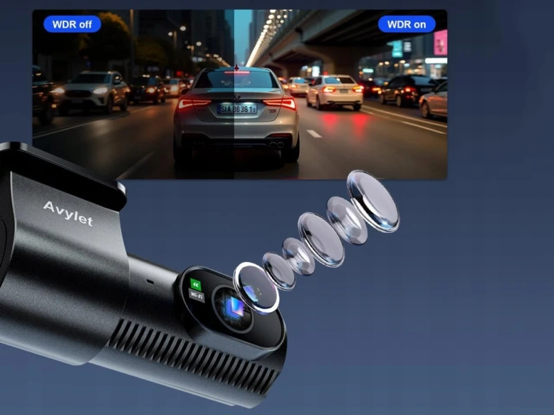 Avylet Dash Cam 4K + 1080p Wi-Fi WDR podwójna kamera samochodowa