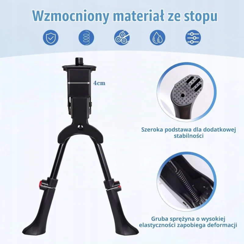 Regulowany stojak rowerowy aluminiowy 35–40 cm 24–29", Stopka rowerowa