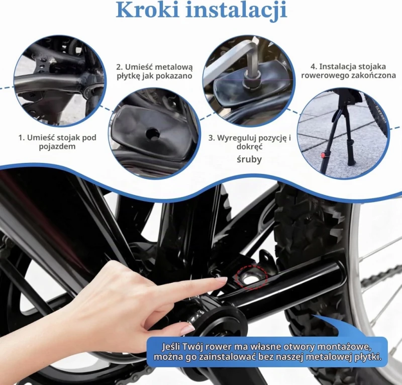 Regulowany stojak rowerowy aluminiowy 35–40 cm 24–29", Stopka rowerowa