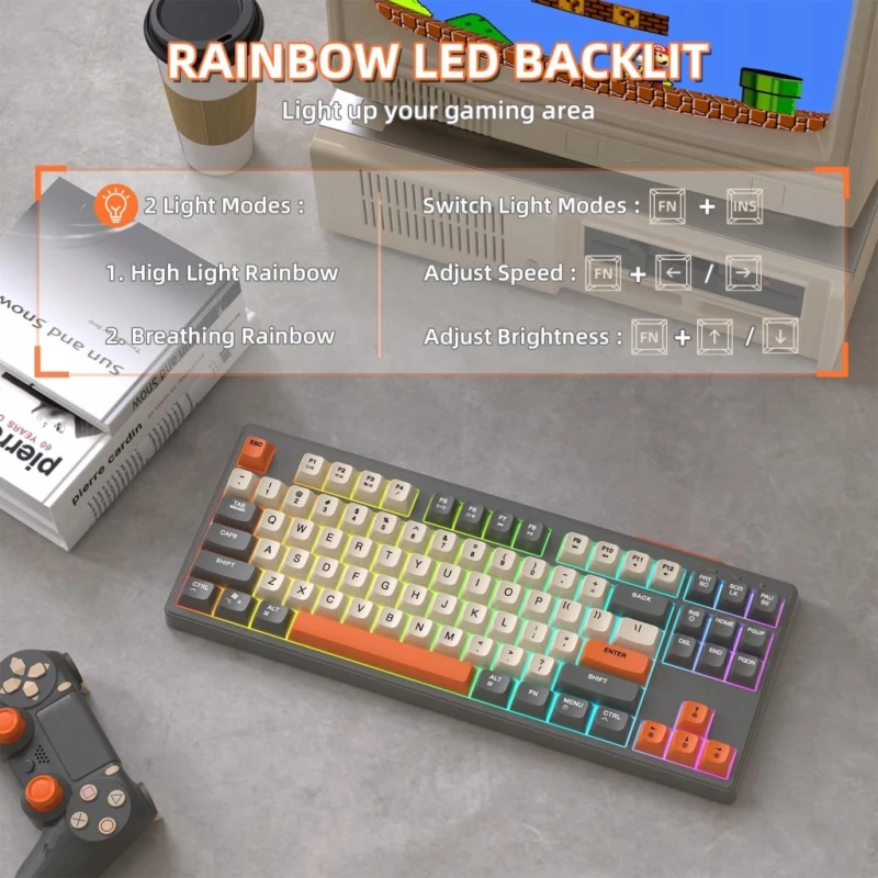 Mambasnake M87 TKL klawiatura bezprzewodowa Bluetooth 5.0 2,4 GHz