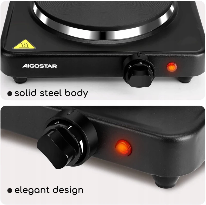 Aigostar kuchenka elektryczna 1500 W żeliwna płyta 18 cm