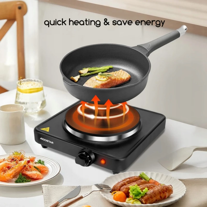 Aigostar kuchenka elektryczna 1500 W żeliwna płyta 18 cm