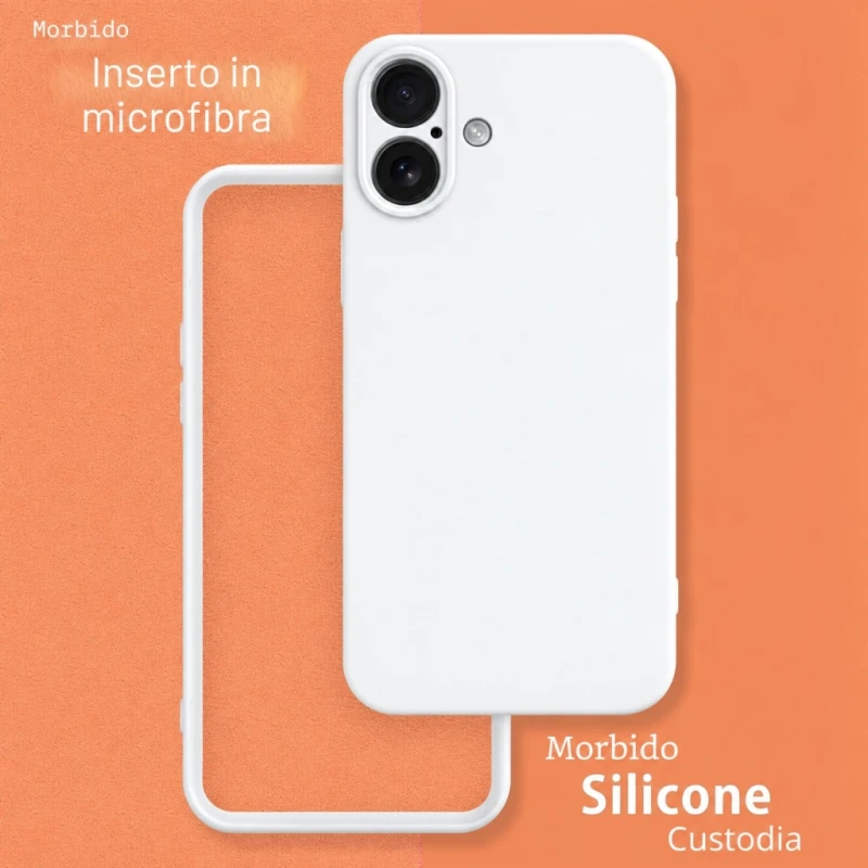 MyGadget etui do iPhone 16 Plus silikon TPU z mikrofibrą białe