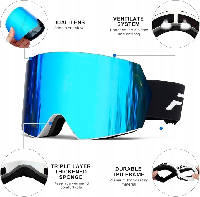 FMY gogle narciarskie snowboardowe Anti-Fog UV400