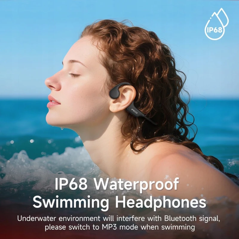 Ifecco słuchawki kostne Bluetooth 6.0 IP68 MP3 8 GB do pływania