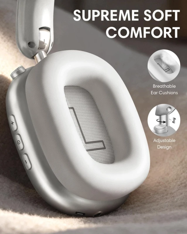 Wentronic Y02 słuchawki bezprzewodowe srebrne ANC Bluetooth 5.4 55 h
