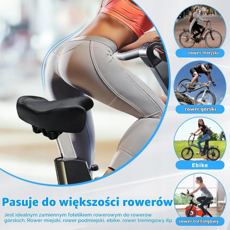 CDYWD siodełko rowerowe XXL 30x36 cm pianka memory 6 cm wodoodporne