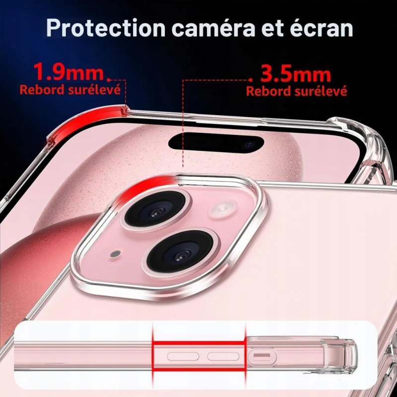 Etui 5w1 do iPhone 15 TPU przezroczyste + 2 szkła prywatyzujące- Vultec