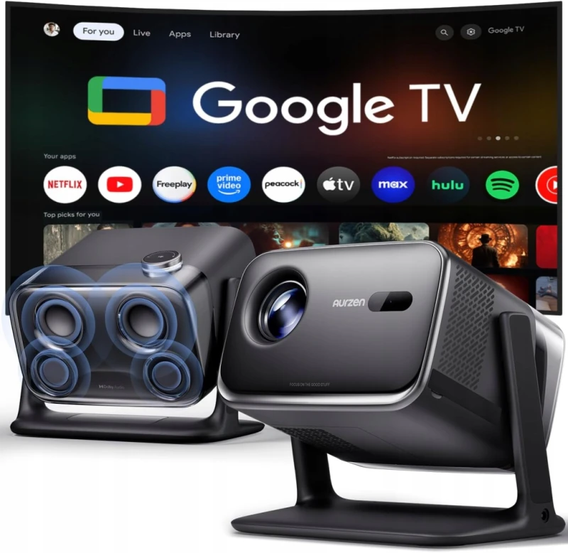 Aurzen Boom Mini projektor Google TV 1080p 500 ANSI Dolby 20 W