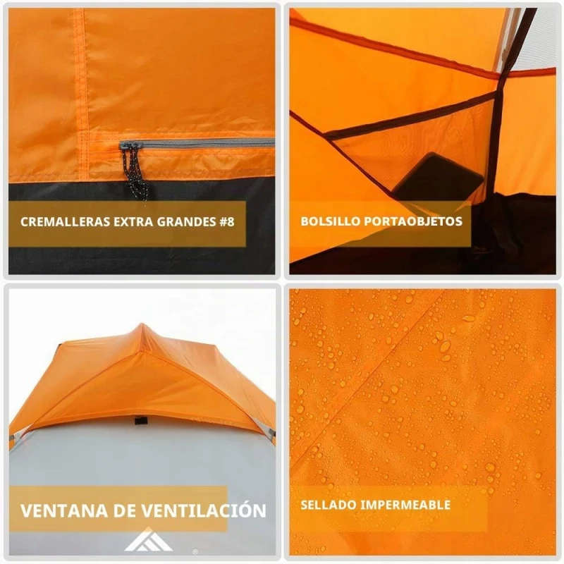Forceatt namiot 2-osobowy 225x135x110 cm 2,5 kg dwuwarstwowy