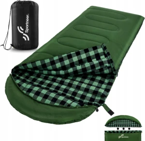 Sportneer śpiwór flanelowy 220x85 cm 0-15°C z odpinanym kapturem- Outlet