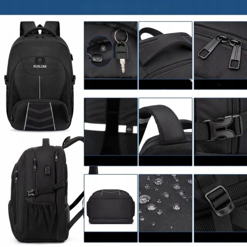 Puslom plecak 55 l na laptopa 18,4" USB antykradzieżowy czarny