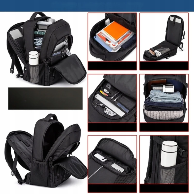 Puslom plecak 55 l na laptopa 18,4" USB antykradzieżowy czarny