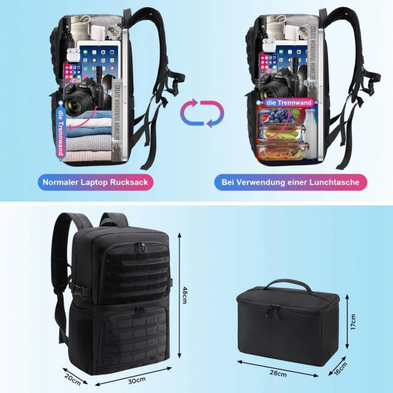 Bertasche plecak 2w1 na laptopa 15,6" z torbą chłodzącą czarny