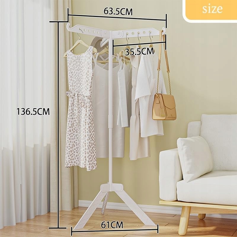 Aisir stojak do suszenia ubrań 136 cm 3 ramiona obrót 360° 25 kg