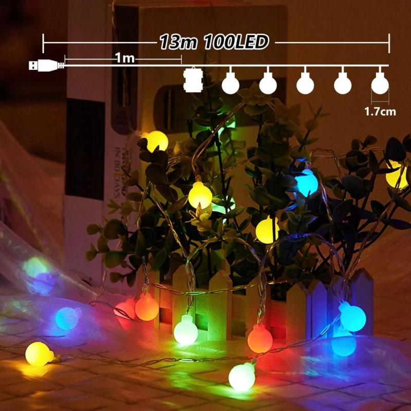 Girlanda świetlna 12 m 100 LED USB/baterie 8 trybów IP44 timer- taiyongkang