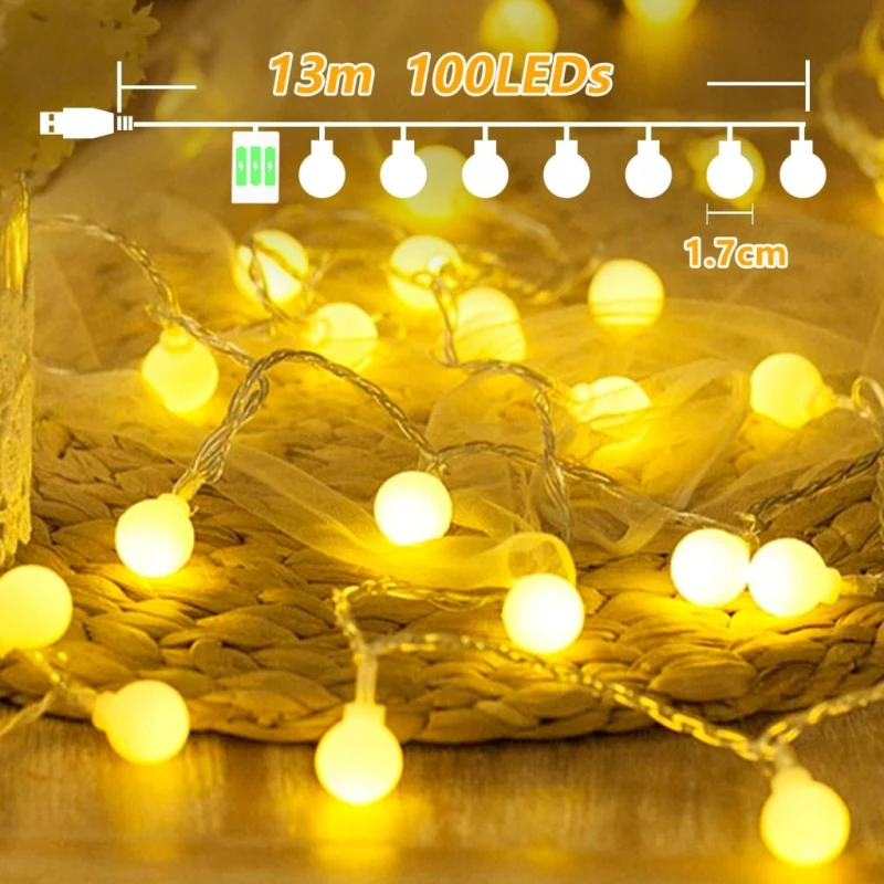 Taiyongkang girlanda świetlna 100 LED 12 m USB/baterie IP44 timer