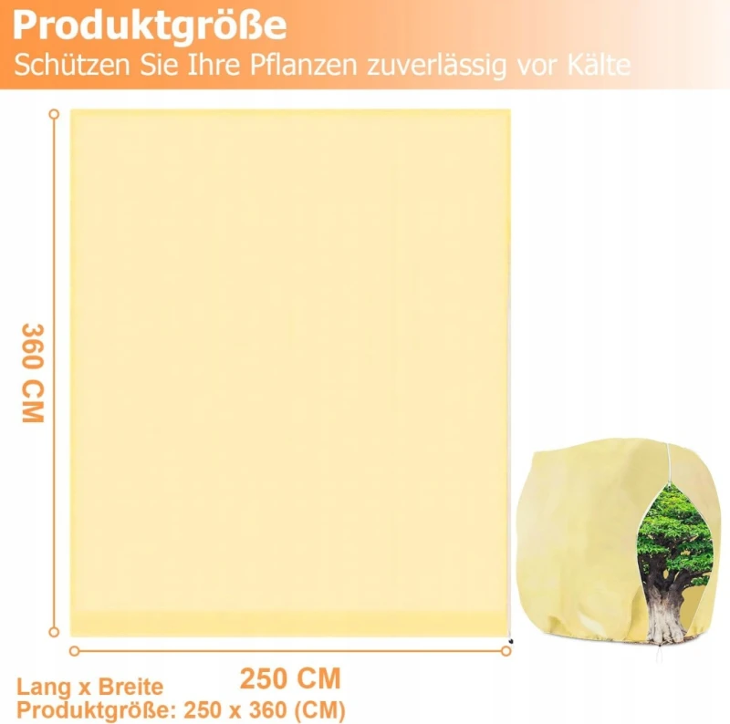 Osłona zimowa XXL na rośliny 250×360 cm polar z zamkiem i sznurkiem Obeisn