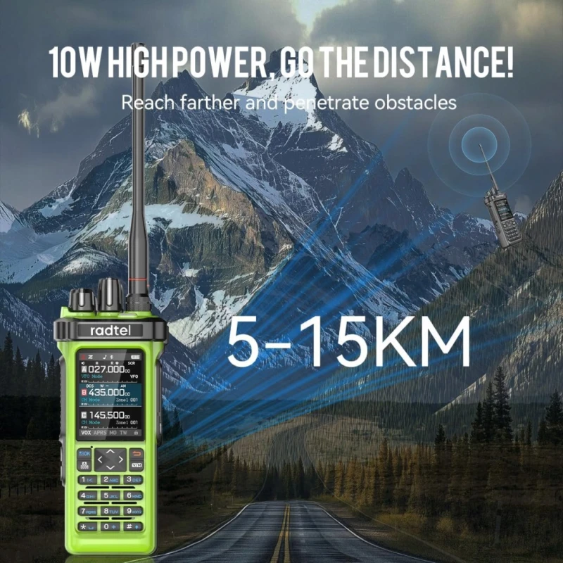 Radtel RT-950 PRO radio ręczne 10 W GPS APRS Bluetooth USB-C zielone