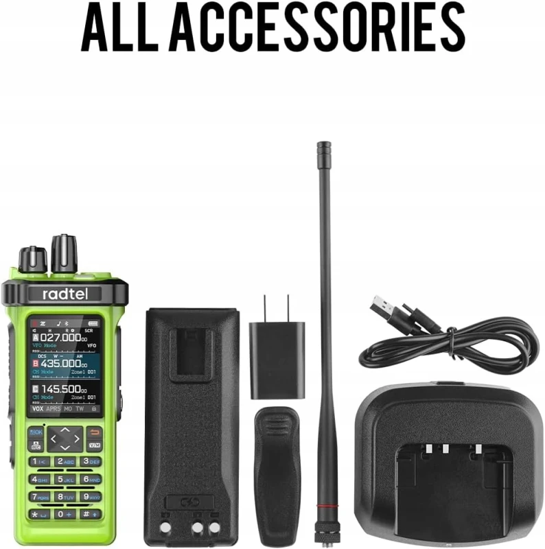 Radtel RT-950 PRO radio ręczne 10 W GPS APRS Bluetooth USB-C zielone