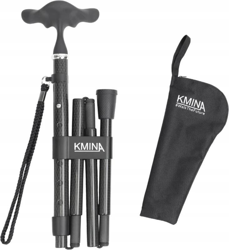 KMINA Pro składana laska z włókna węglowego 82-92 cm do 100 kg