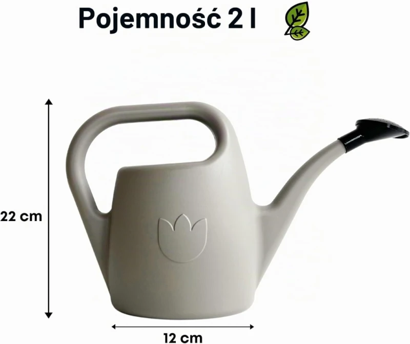 Plastia konewka 2 l z sitkiem taupe do roślin domowych i balkonu