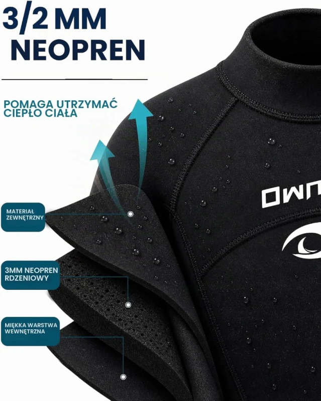 Owntop kombinezon neoprenowy 3/2 mm 4XL do nurkowania i surfingu