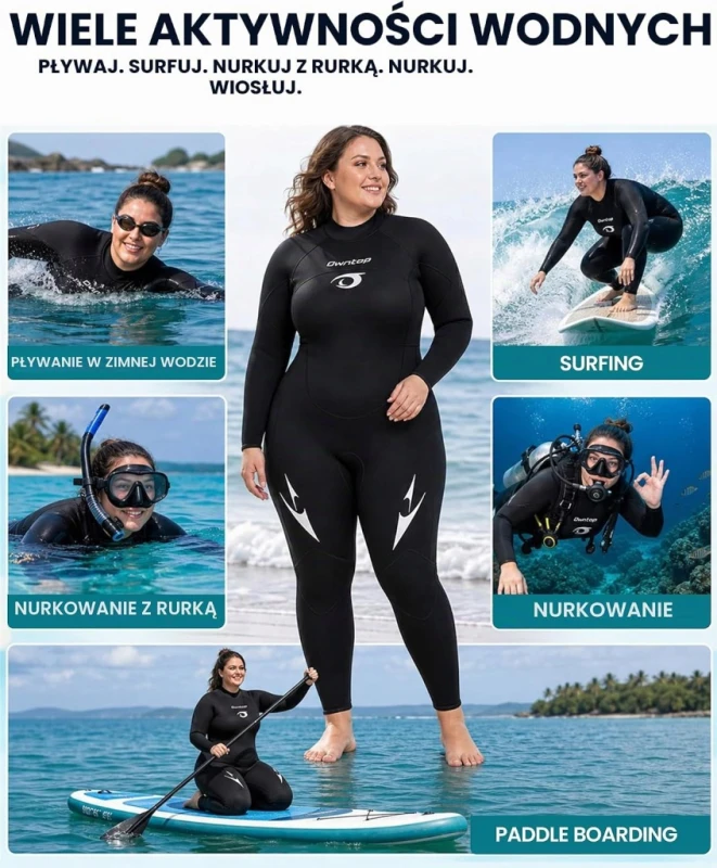 Owntop kombinezon neoprenowy 3/2 mm 4XL do nurkowania i surfingu