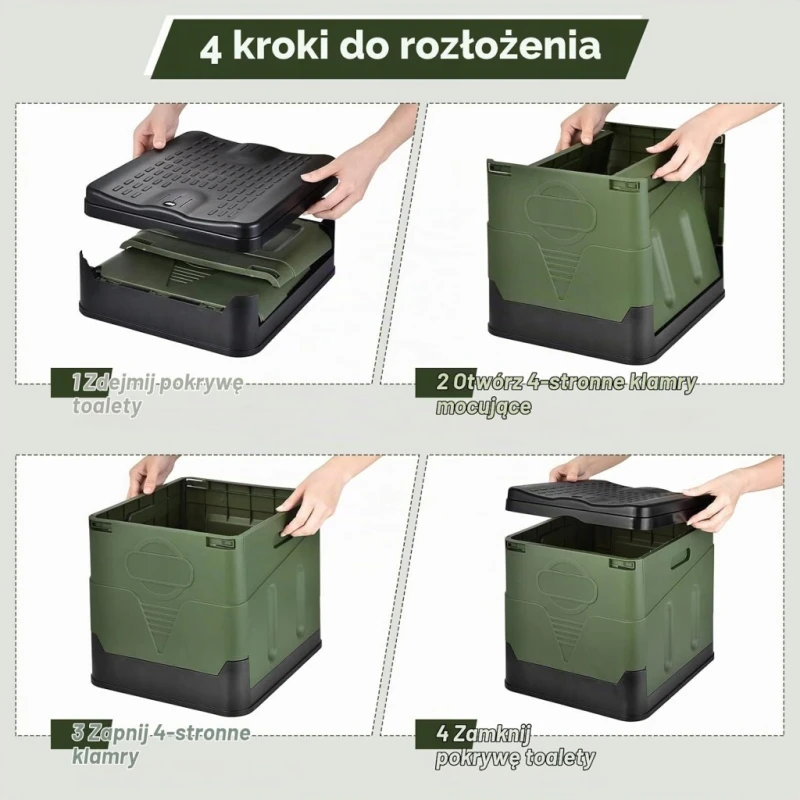 OTraki składana toaleta kempingowa, turystyczna do 150 kg z 12 workami