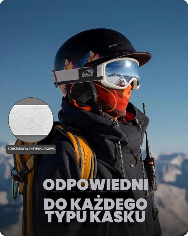 Findway gogle narciarskie OTG fotochromowe UV400 sferyczne dla dorosłych