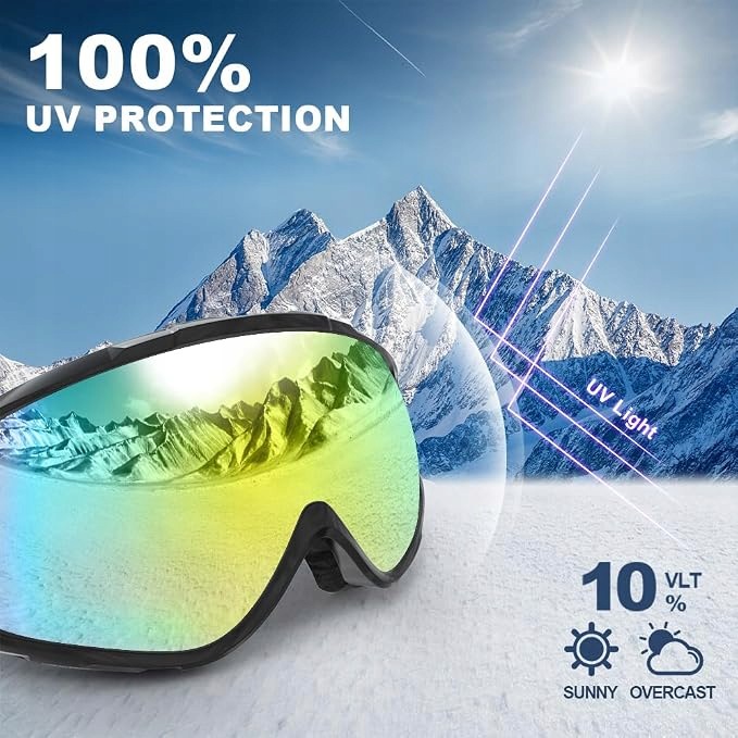 Findway gogle narciarskie OTG REVO Mirror Gold UV przeciwmgielne