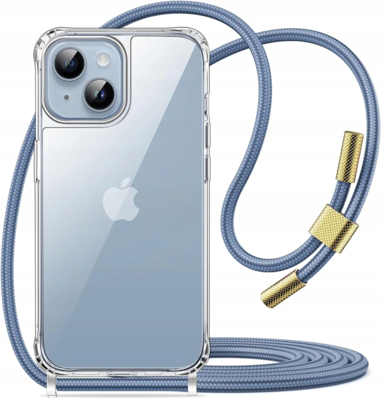 JETech etui iPhone 14 6,1" przezroczyste z niebieskim paskiem Crossbody