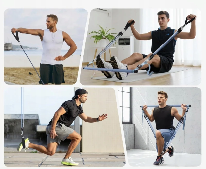 AlongSong zestaw taśm oporowych Pilates Bar drążek kotwa paski regulowane