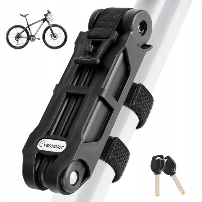 Evermotor zapięcie rowerowe składane 85 cm hartowana stal z uchwytem