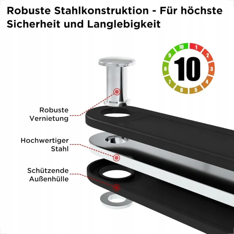 Evermotor zapięcie rowerowe składane 85 cm hartowana stal z uchwytem
