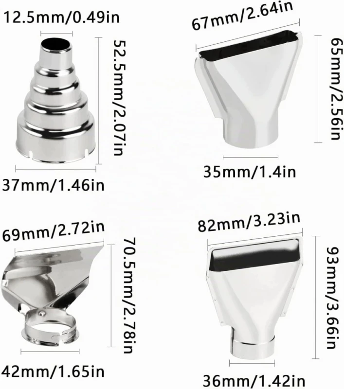Flylin dysze do opalarki 35-42 mm stal nierdzewna zestaw 8 szt.