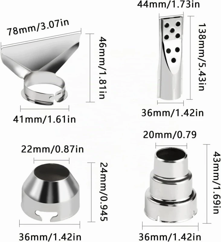 Flylin dysze do opalarki 35-42 mm stal nierdzewna zestaw 8 szt.