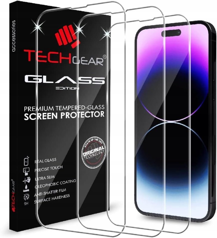 Szkło hartowane do iPhone 14 Pro Max, 3 sztuki, Techgear